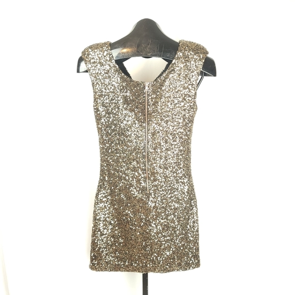 MINKPINK Firework Sequin Minidress in Gold Size S - Picture 3 of 4